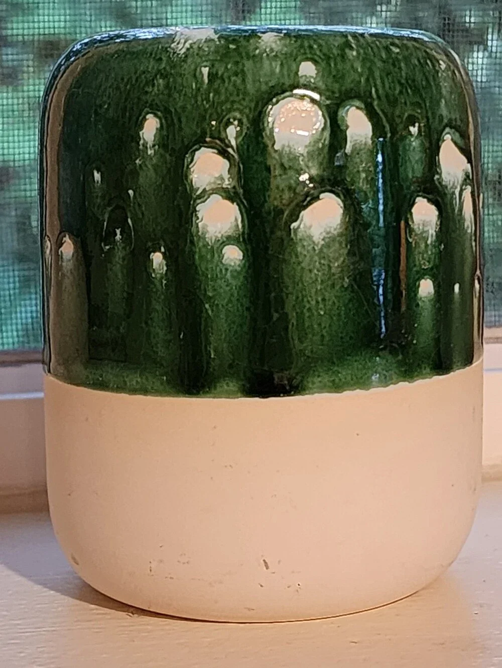 Arhoj Studio Handmade Denmark Green Drip Glaze Ceramic Vase Planter